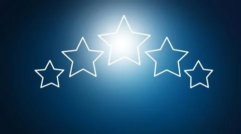 Five stars for evaluation on a blue background Stock Photos