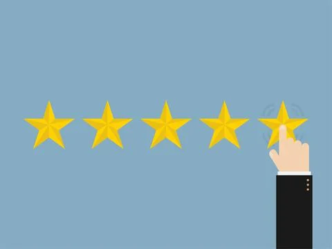 Five stars with hand, stylish vector illustration Stock Illustration