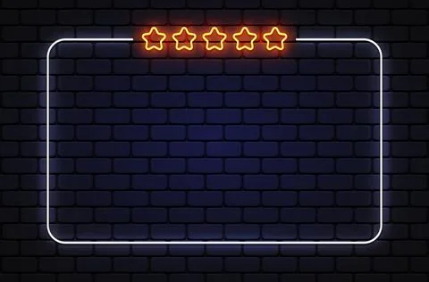 Five Stars neon frame vector design template. Five Stars neon frame, light Stock Illustration
