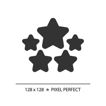 Five stars pixel perfect black glyph icon Stock Illustration