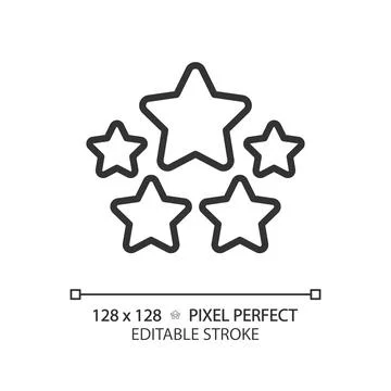 Five stars pixel perfect linear icon Stock Illustration