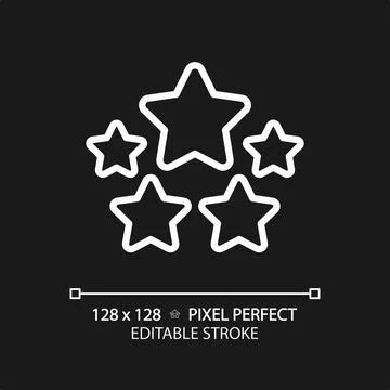 Five stars pixel perfect white linear icon for dark theme Stock Illustration