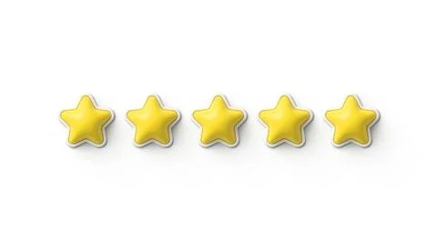 Five stars product rating customer review 3d icons for apps and websites Stock Photos