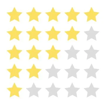 Five stars rate flat style. Quality rank service symbol on white background Stock Illustration