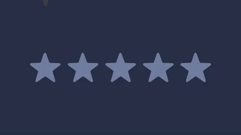 Five stars rating animation with falling from above and rotating stars. Positive Stock Footage 170560436