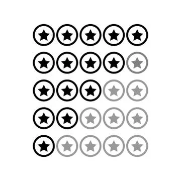 Five stars ratings web 2.0 button. Black and gray shapes with shadow and refl Stock Illustration