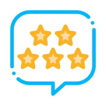 Five Stars In Text Box Frame Vector Thin Line Icon Stock Illustration