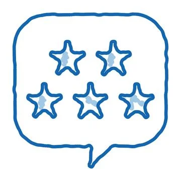 Five Stars In Text Box Frame doodle icon hand drawn illustration Stock Illustration