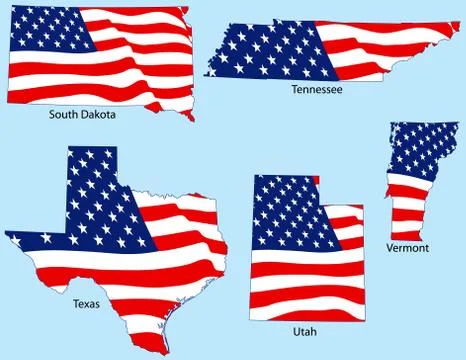Five states with flags Stockillustratie