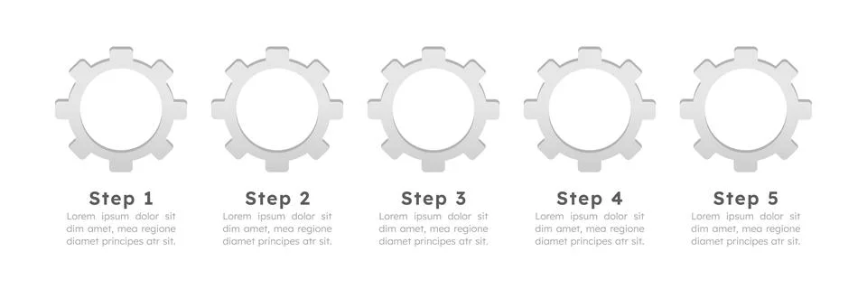 Five step gear process empty infographic template Stock Illustration