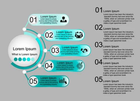 Five-step infographic with right text Illustrazione stock