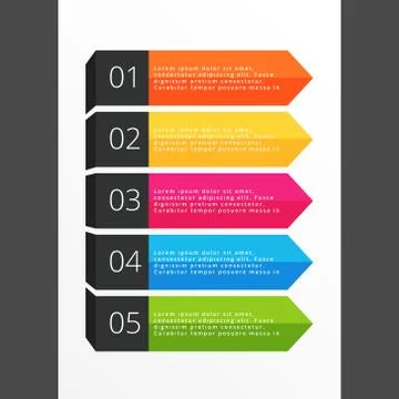 Five steps horizontal colorful banners Stock Illustration