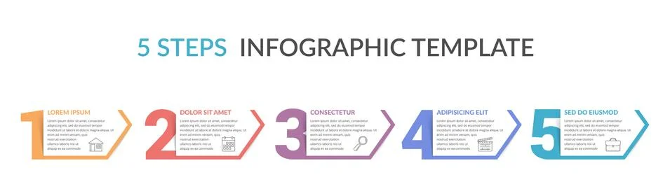 Five Steps Infographic Template Stock Illustration
