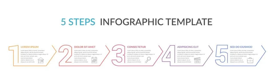 Five Steps Infographic Template Stock Illustration