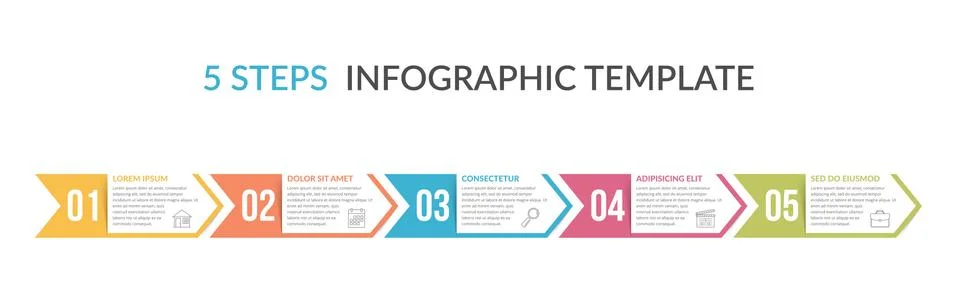 Five Steps Infographic Template Stock Illustration