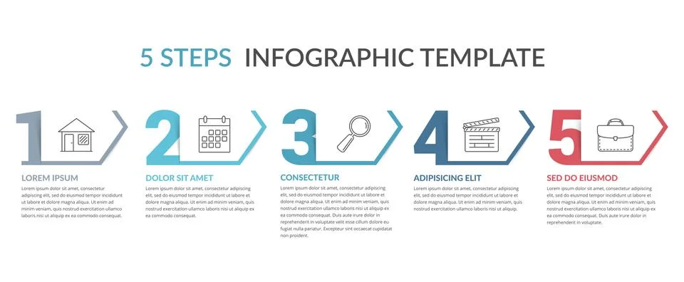 Five Steps Infographic Template Stock Illustration