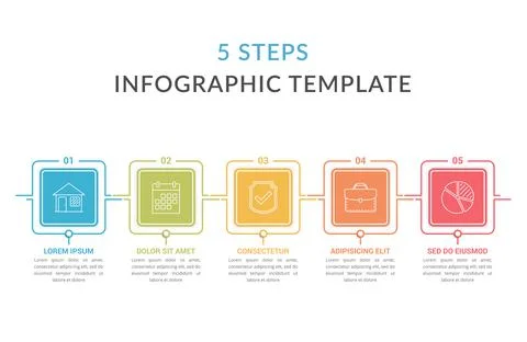 Five Steps Infographic Template Illustrazione stock