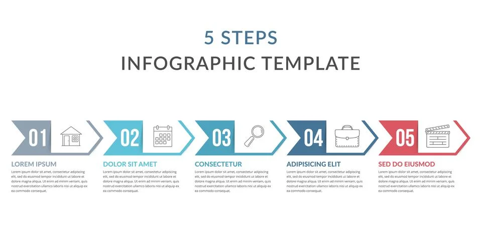 Five Steps Infographic Template Stock Illustration