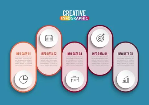 Five steps infographics. Template for brochure, business, web design. Stock Illustration
