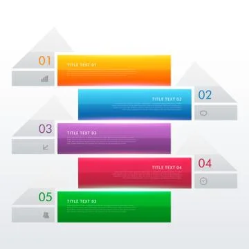 Five steps multi color infographic banners Stock Illustration