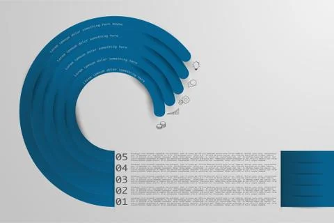 Five steps origami style timeline infographics with outline icons. Stock Illustration