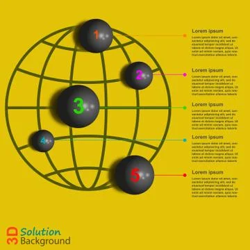 Five steps to solution for business plan idea on globe Stock Illustration