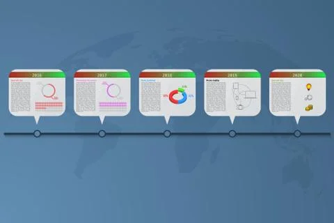 Five steps timeline infographics with rectangle banners Stock Illustration