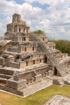 The five storey pyramid at edzna Stock Photos