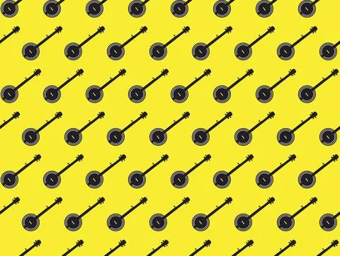 Five String Banjo Silhouette Background Stockillustratie