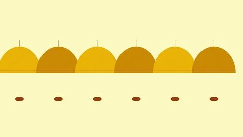 Five stylized sun graphic with shadow elements on neutral background Stock Illustration