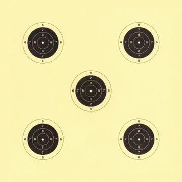 Five target rifle with yellow background Stock Illustration