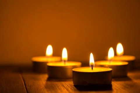 Five tea lights Stock Photos