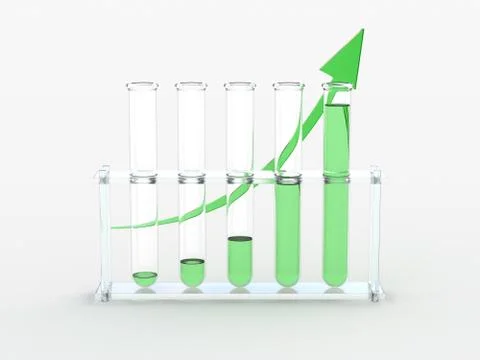 Five test tubes with arrow 库存插图