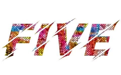 Five text image stock design in colorful style letters Stock Illustration