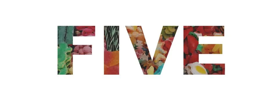 FIVE text image stock design in colorful style letters Stock Illustration