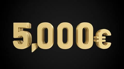 Five thousand euros with gold texture, 3D numbers Stock Illustration