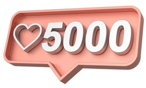 Five thousand likes. 5000 likes. Like icon. 3D illustration. Stock Illustration