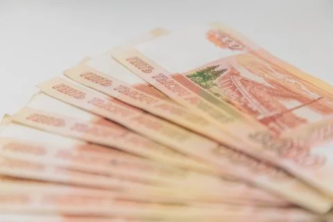 Five thousand rubles close-up Stock Photos