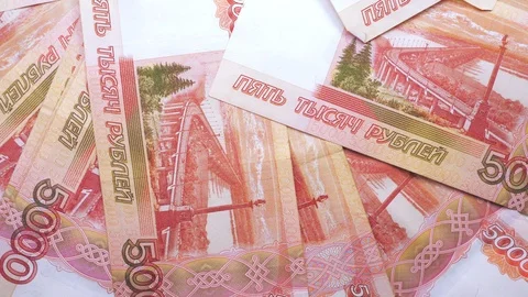 Five thousand russian ruble currency banknotes. Stockbeeldmateriaal 101997650