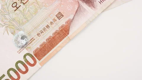 Five thousand won. Korean currency bill Stock Footage 169828250