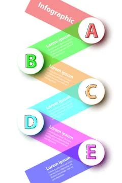 Five topics Colorful 3d paper circles with stripes on background for website  스톡 일러스트
