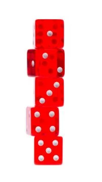 Five transparent  red dice Stock Photos