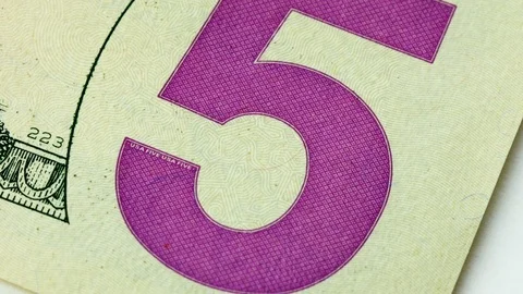 Five US or USA Dollar Bill Closeup Stock Footage 89507163