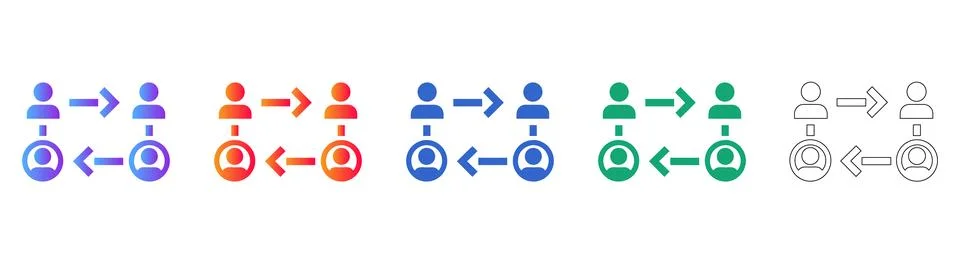 Five User Relationship Workflow Icons for Business Illustrazione stock