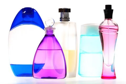 Five Varicolored Vials Stock Photos