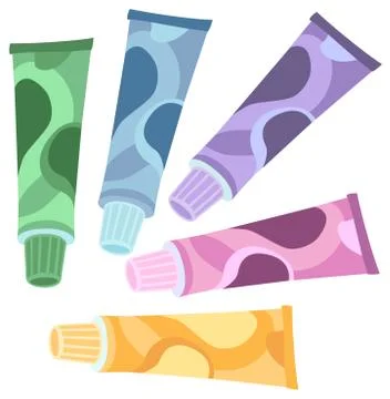 Five vector tubes  flat lay Stock Illustration