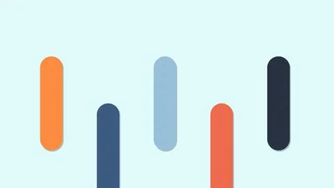 Five vertical colored bars abstract design composition Stock Illustration