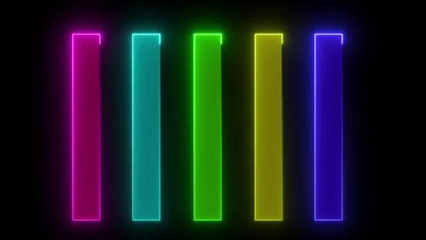 Five Vertical Neon Lights In Rainbow Colors On Black 스톡 동영상 318054020