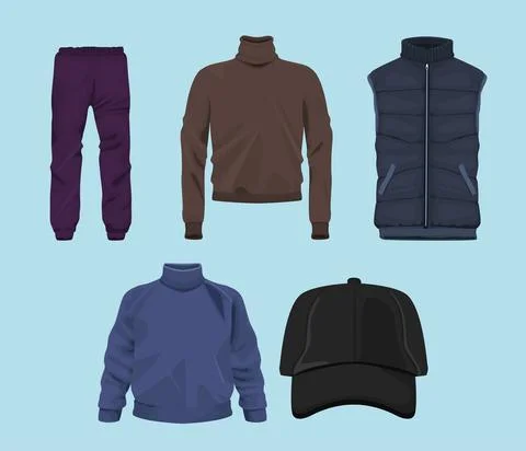 Five wear clothes Illustrazione stock