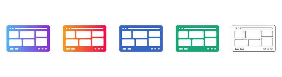 Five Web Dashboard Structure Interface Icons Stockillustratie